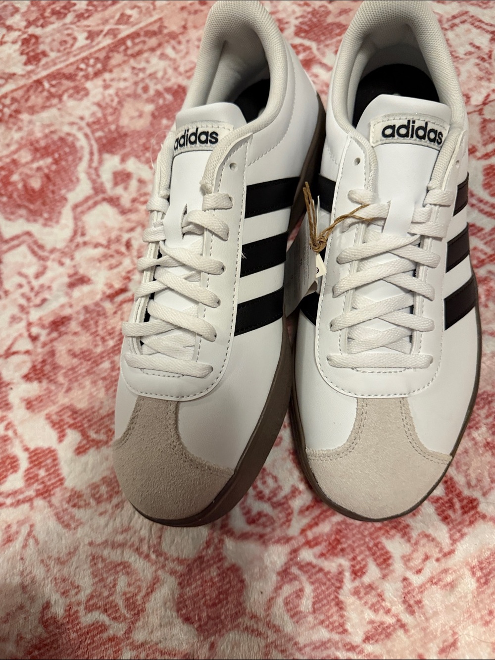 adidas White Sneakers with Black Stripes and Brown Platform - Picture 8 of 9
